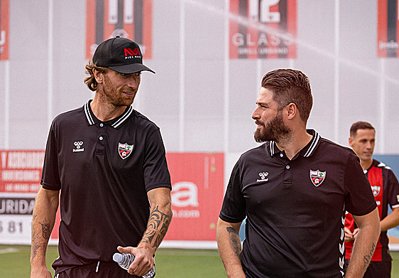 Fernando Amorebieta y Jon Erice, en Gobela.