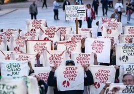 Manifestación celebrada este jueves en Ávila para denunciar el genocidio en Palestina.