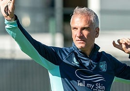 Javi Lerga, durante un entrenamiento en Lezama.