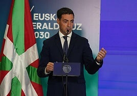 El lehendakari, Imanol Pradales, en la presentación del plan de inversiones del Gobierno vasco.