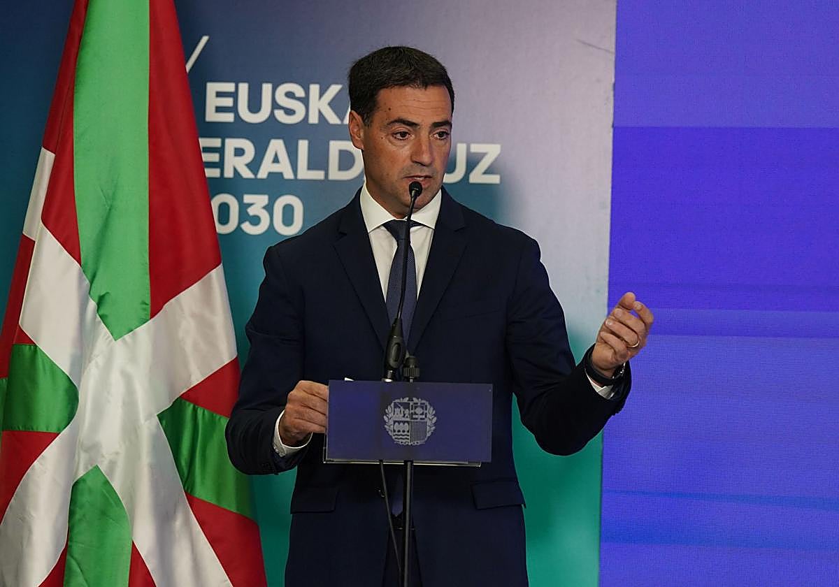 El lehendakari, Imanol Pradales, en la presentación del plan de inversiones del Gobierno vasco.