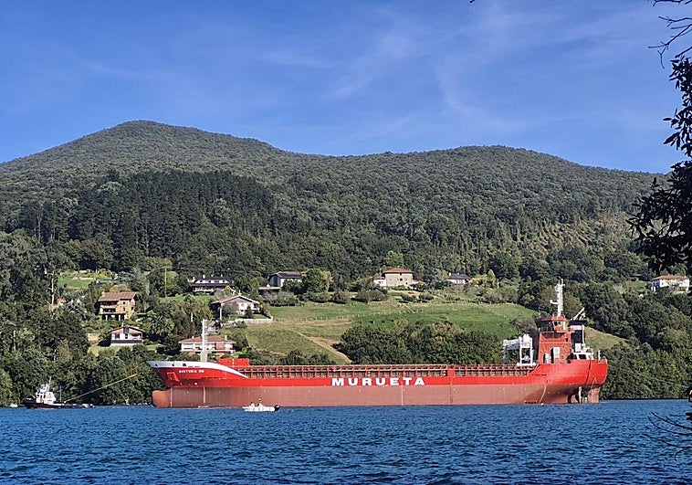 El 'Busturia NM' surca Urdaibai rumbo a Erandio