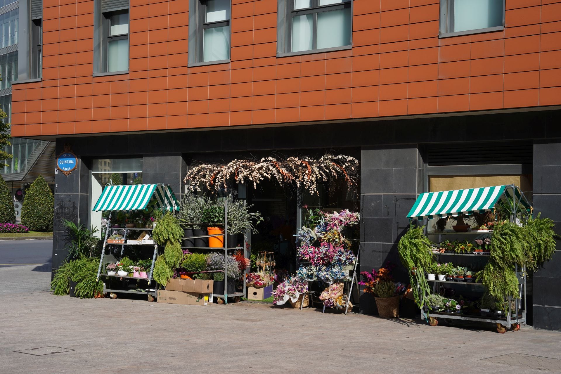 Nagore, la niña que vendía flores en el mercado de El Arenal, abre su floristería frente al Ayuntamiento de Bilbao