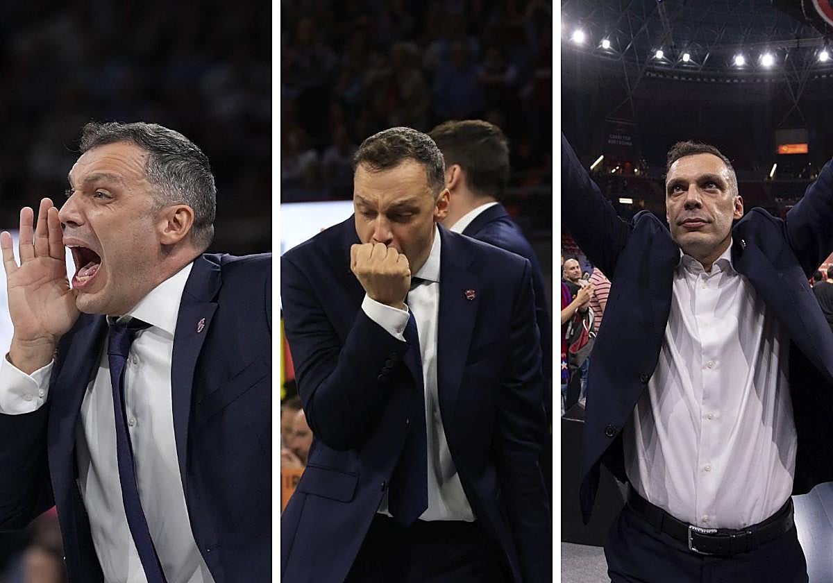 Galbiati, en tres momentos del partido.