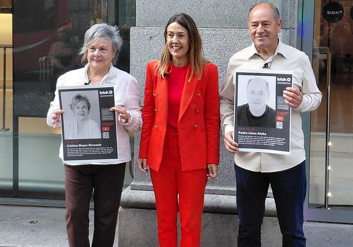 Cristina Mayor, Nora Sarasola y Pedro Llona en la presentación del proyecto.