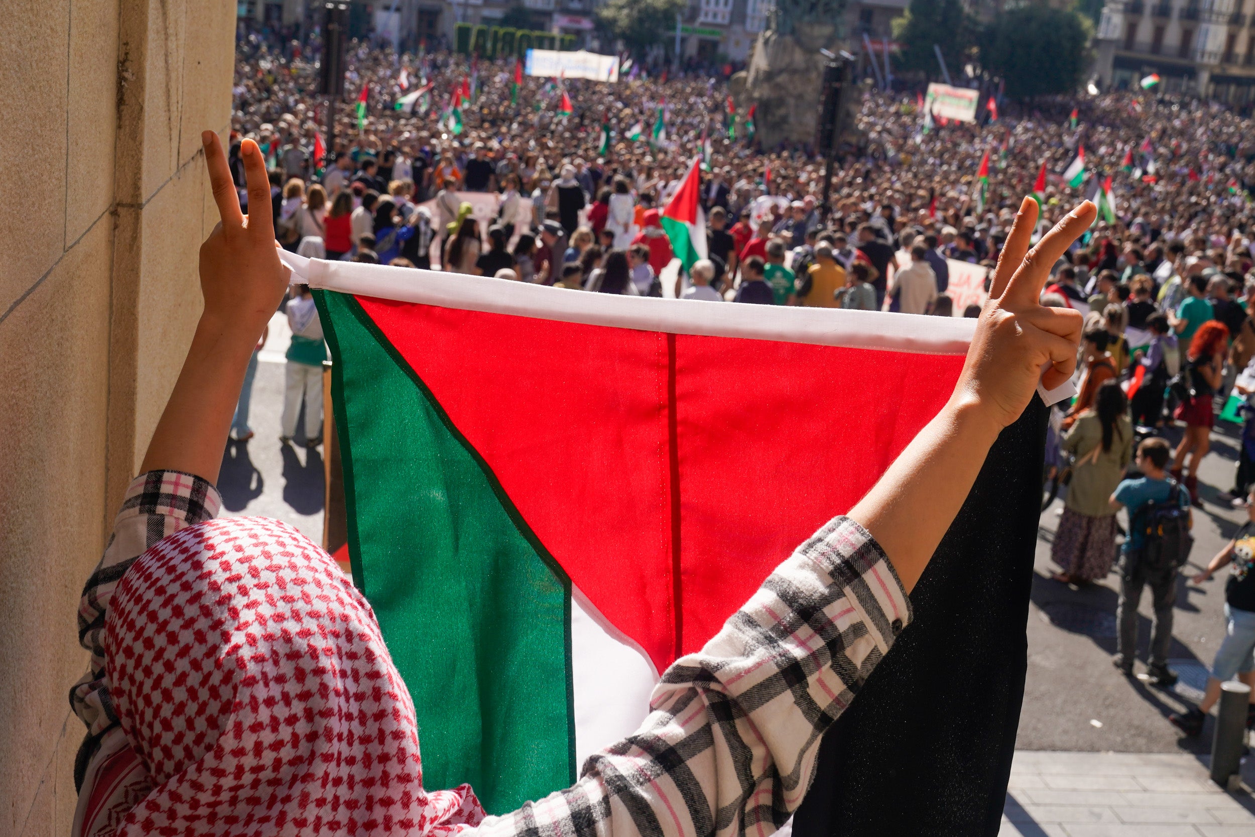 La jornada de huelga en apoyo a Palestina en Álava, en imágenes