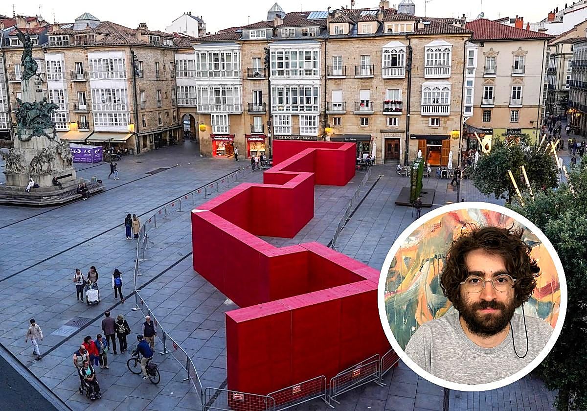 Bayo es el artífice de la instalación 'Utopía: prohibido el paso' que ya han empezado a pintar vecinos de Vitoria.