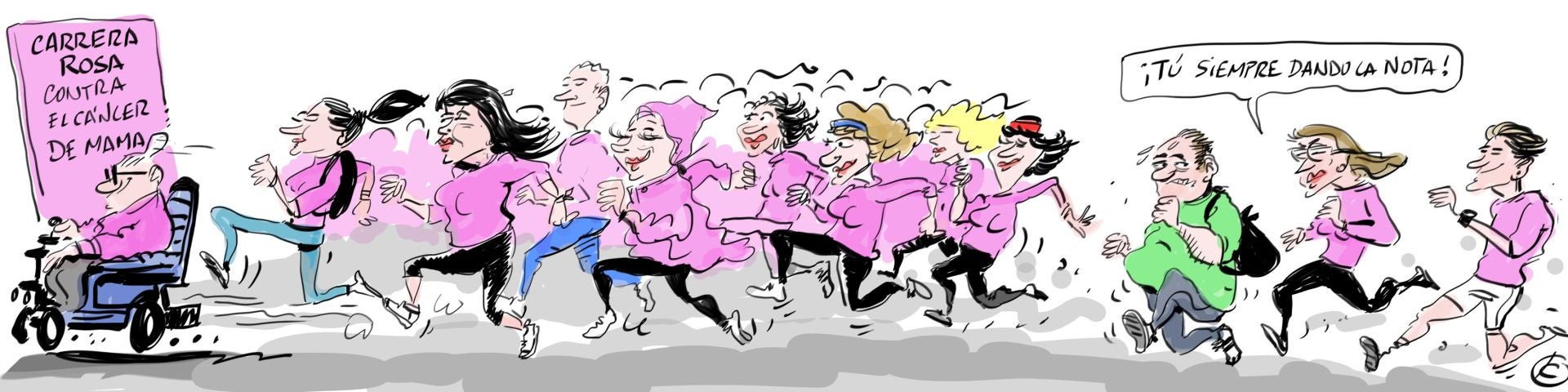 La viñeta de Cerrajería sobre la carrera rosa contra el cáncer de mama en Vitoria
