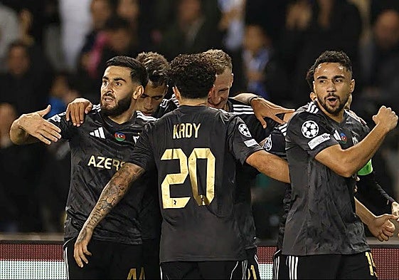 Los jugadores del Qarabag celebran un gol en Champions.