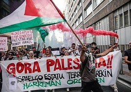 Una de las manifestaciones de Vitoria en apoyo al pueblo palestino y contra el genocidio en Gaza.