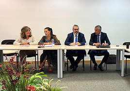 De izquierda a derecha: Nerea Zamacola (Adegi), Virginia Múgica (Confebask), Mikel Andérez (Cebek) y Fernando Raposo (SEA).