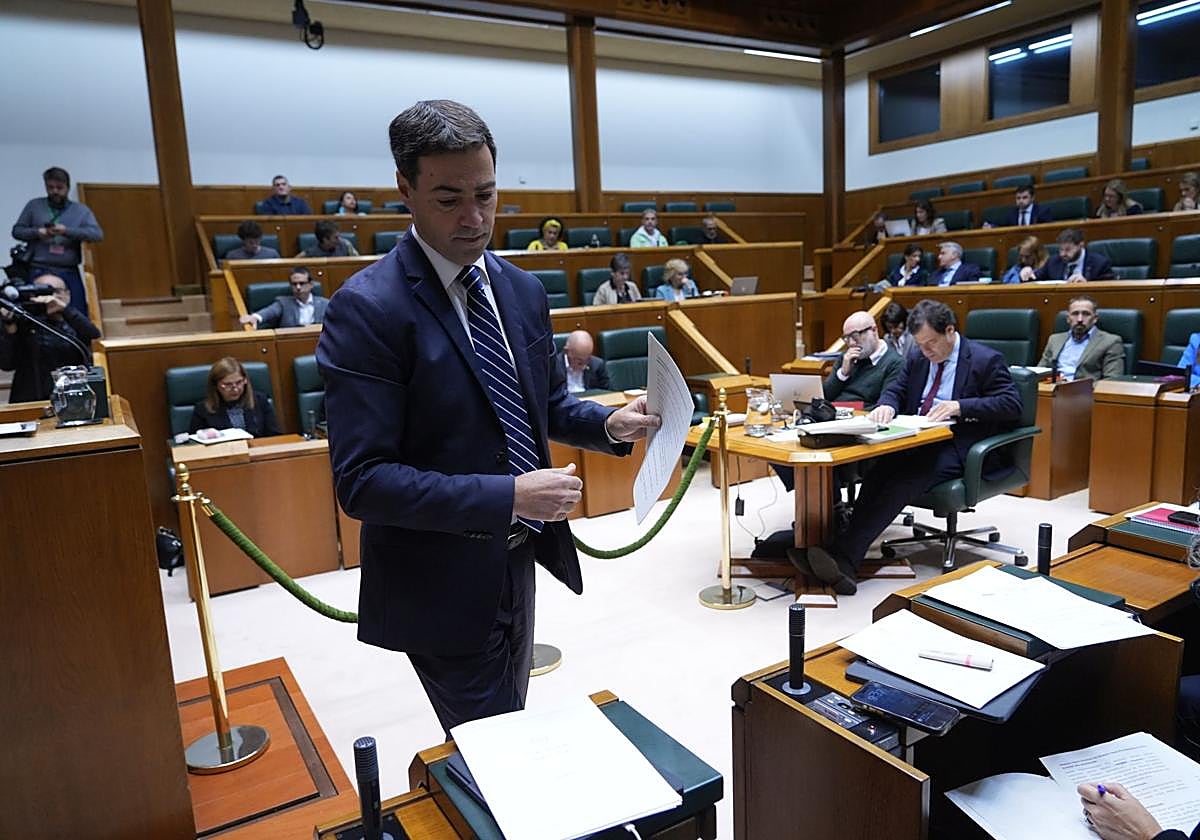 El lehendakari, Imanol Pradales, este viernes durante el pleno de control en el Parlamento vasco.
