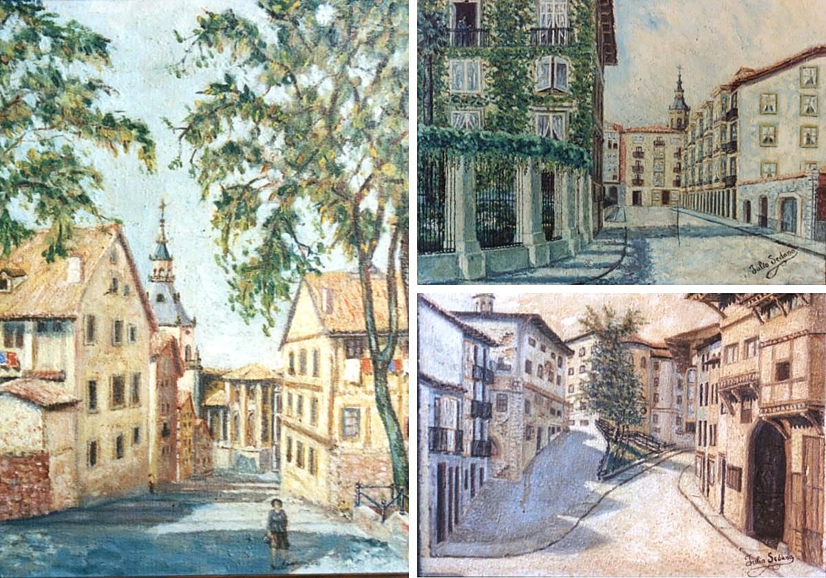 Algunas de las obras que se exponen en la Escuela de Artes y Oficios.