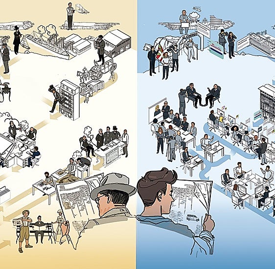 Así se trabaja en El Correo y así se hacía hace 115 años