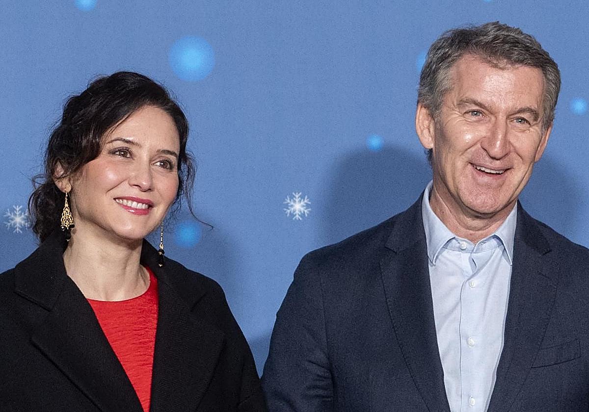 La presidenta de la Comunidad de Madrid, Isabel Díaz Ayuso, y el presidente del PP, Alberto Núñez Feijóo.