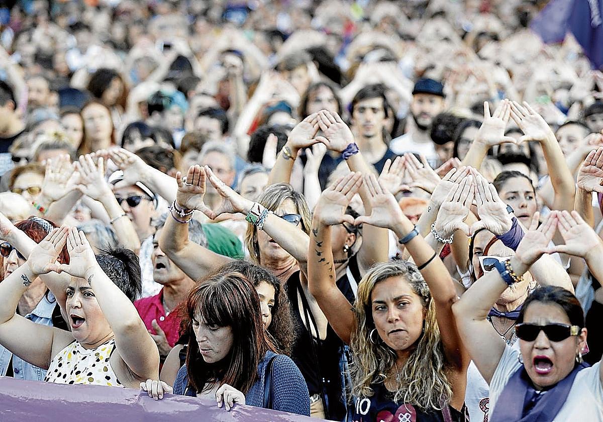 Imagen de archivo de una concentración contra las agresiones sexuales en Bilbao.