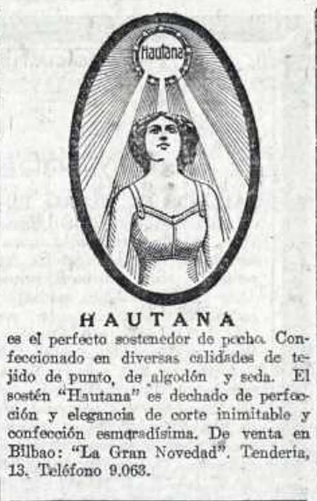 Hautana, «el perfecto sostenedor de pecho», se vendía en la calle Tendería.