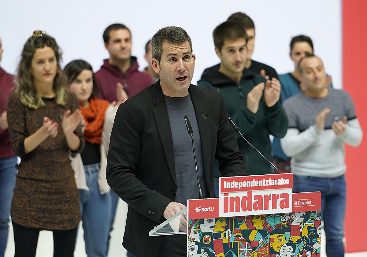 Arkaitz Rodríguez, durante la presentación, en enero de 2022, de la ejecutiva que ha liderado Sortu los últimos años.