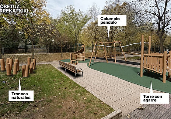 El rocódromo se ubicará contra el muro, en el que se dibujará un mural geométrico.