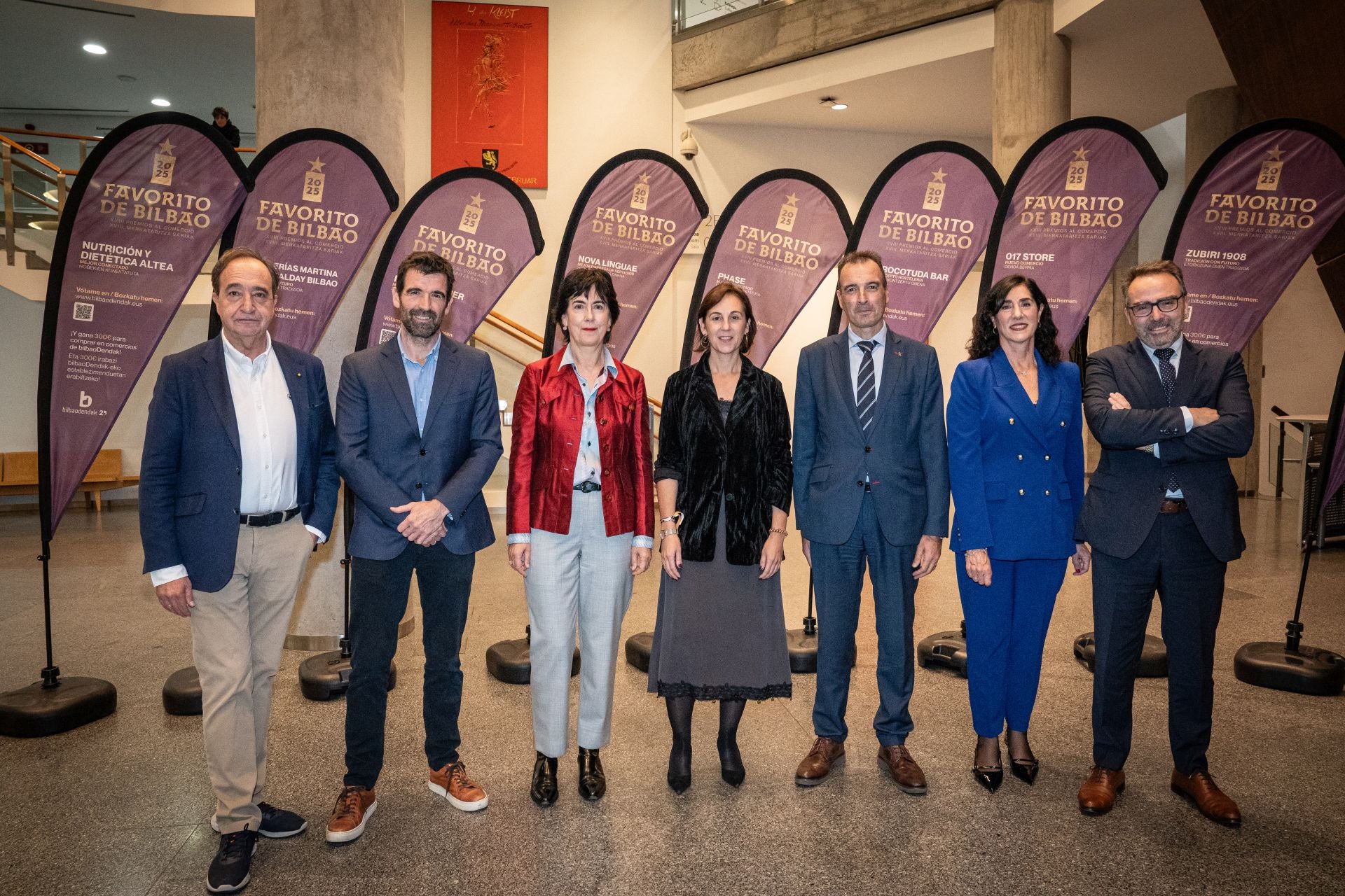 Rafael Gardeazabal, Jakes Agirrezabal, María José Arrieta, Kontxi Claver, Juan Mari Bilbao, Rosa Fernández Villa y Carmelo Lezana.