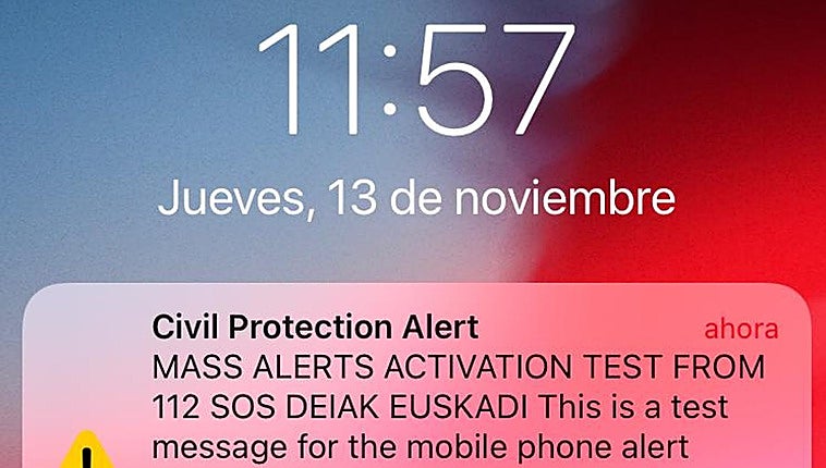 Captura del mensaje de alerta
