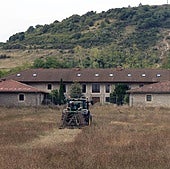 El tractor contratado para aplanar la hierba de Olárizu.