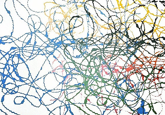 'Pintura de hilo' (1983) de Andy Warhol, una obra que refleja sus investigaciones estéticas en torno a la repetición de formas.