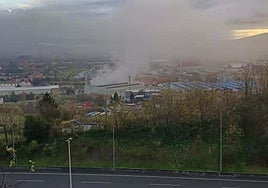 Un incendio en una empresa de reciclaje de Erandio genera una gran humareda por toda la Ría