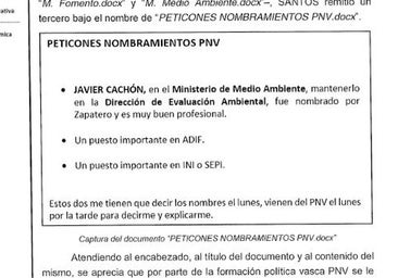 La UCO revela que el PNV pidió mantener en el Gobierno a un cargo clave para los negocios de Cerdán
