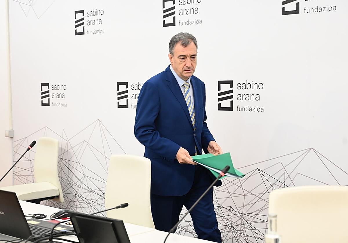 El presidente del EBB del PNV, Aitor Esteban, en un acto de la Fundación Sabino Arana.