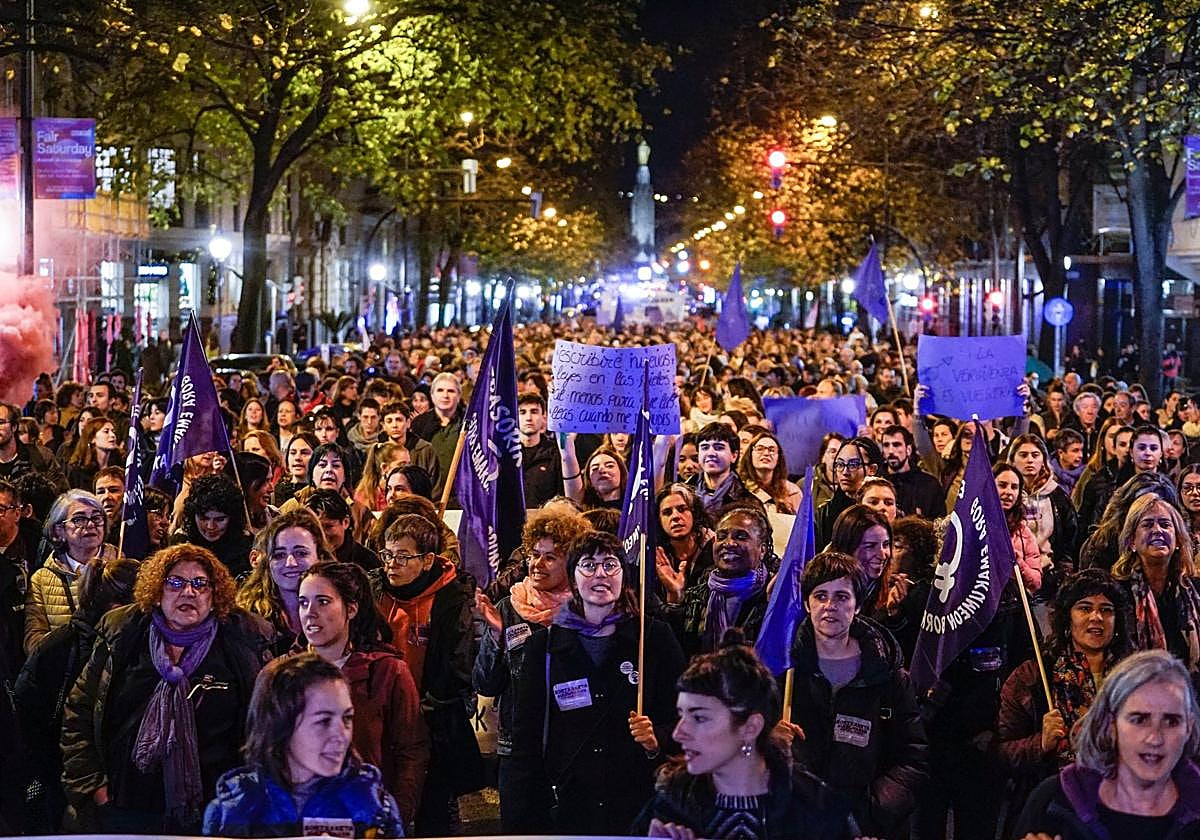 Manifestación en contra de la violencia machista.