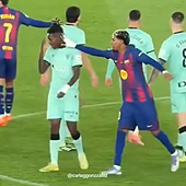 Cuchicheos, palmaditas... Así vivieron Nico y Lamine el Barça-Athletic