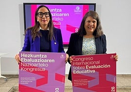 La consejera Pedrosa y la catedrática de la UPV/EHU Jasone Cenoz han presentado este martes el congreso.