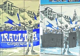 El Ayuntamiento de Vitoria dijo hace año y medio que el Alavés debía borrar a Iraultza de los murales de Mendizorroza