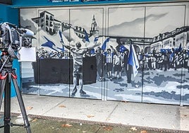 Uno de los murales, ya sin la firma de Iraultza.