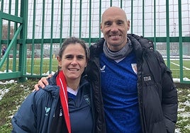 Eli Ibarra y Gazika Toquero tras el partido de walking football.