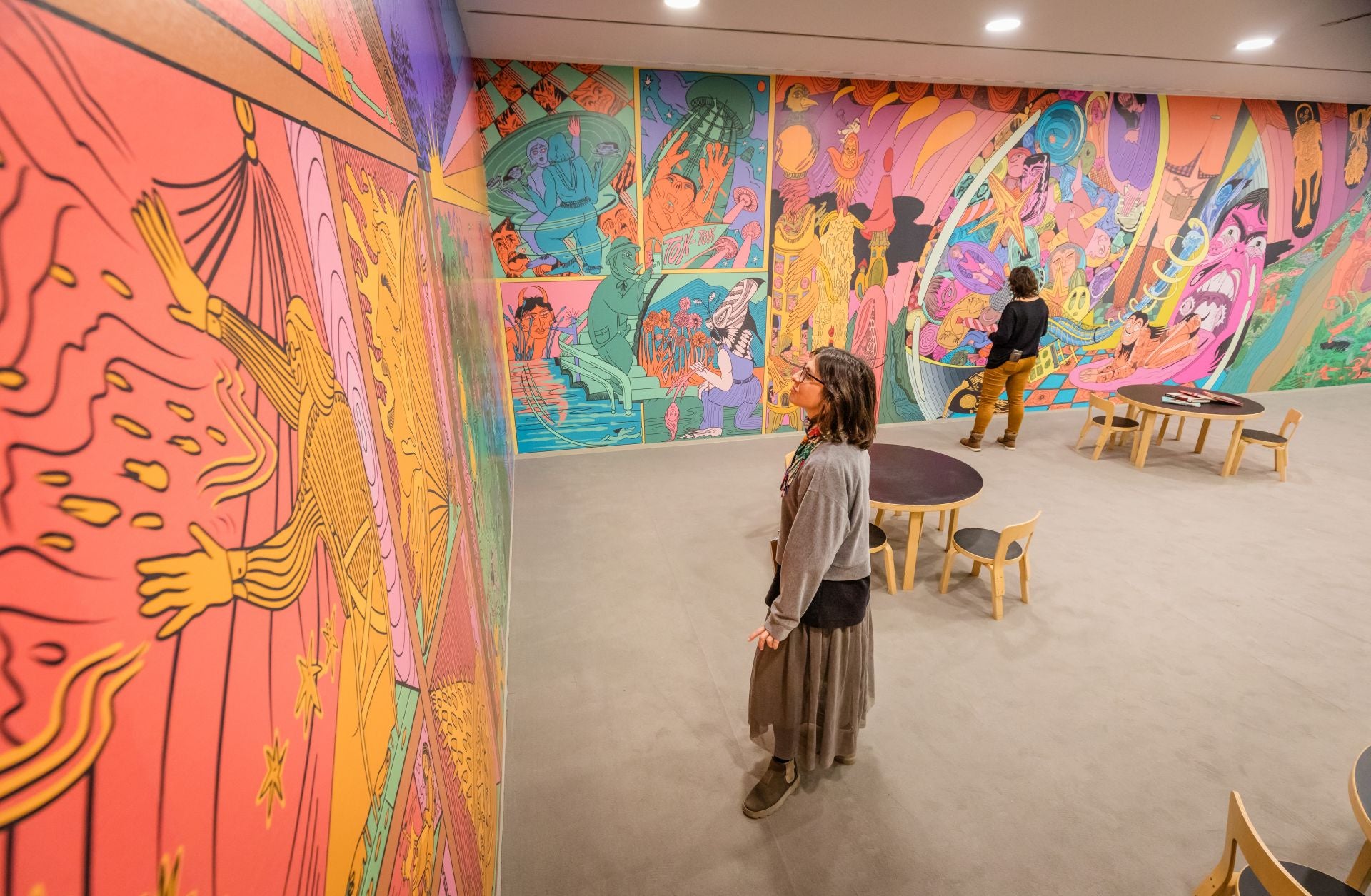 Los detalles del mural de la ilustradora Raisa Álava en Artium