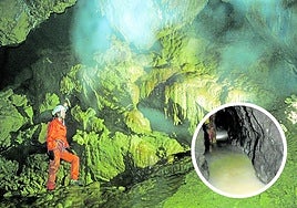 La mina de Aizarna se usó para extraer lignito y ahora es famosa por su leche de luna (foto de abajo).