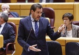 Óscar Puente durante su intervención este jueves en el Senado.