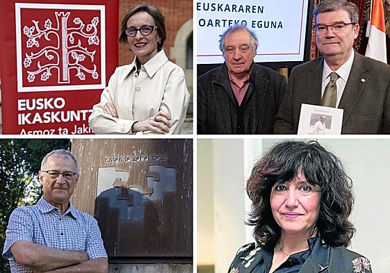 Ana Urkiza, Jon Kortazar eta Juan Mari Aburto, Joxerramon Bengoetxea eta Idurre Eskixabel.
