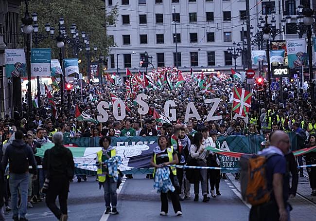 Manifestación propalestina en Bilbao.