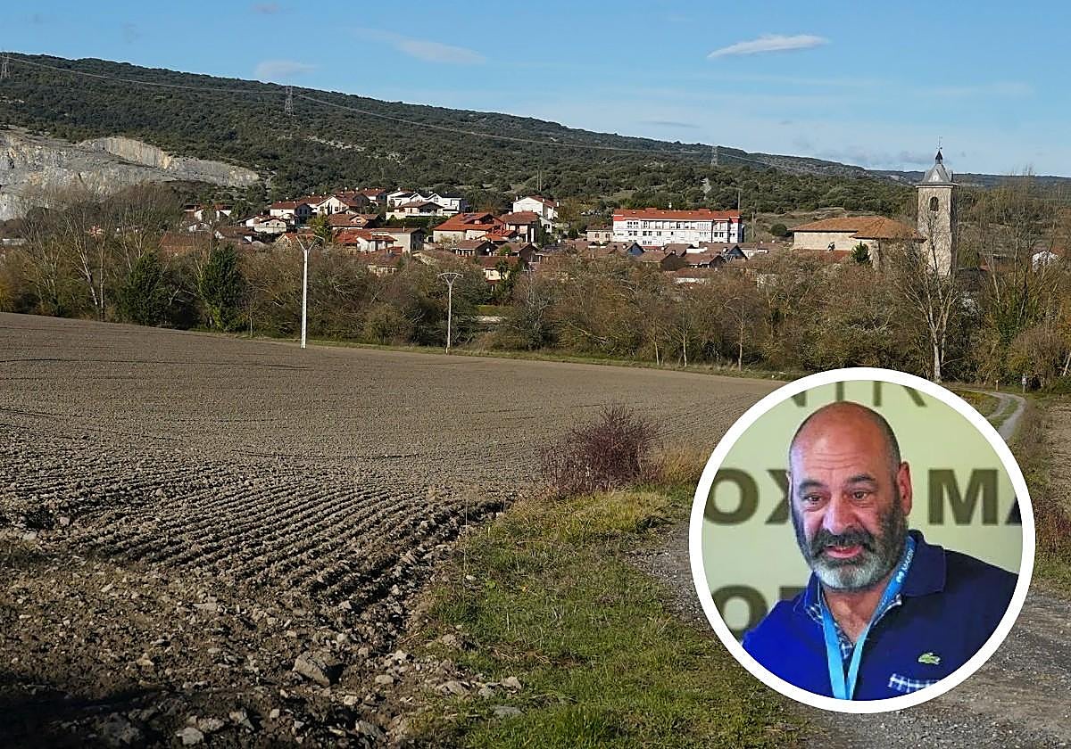 En la imagen, lugar del epicentro en Iruña de Oca. En el recuadro, el geólogo Antonio Aretxabala, durante una conferencia en San Sebastián.