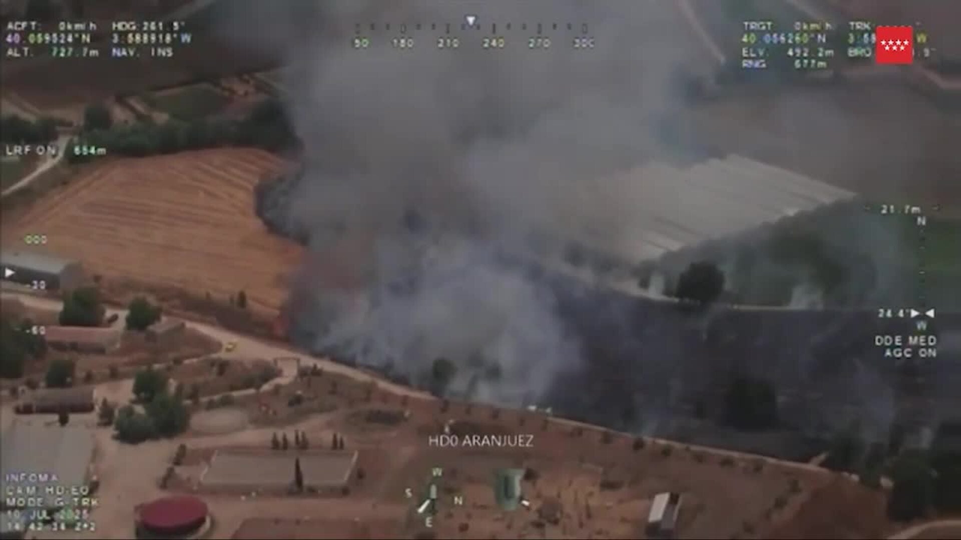 Estabilizado un incendio de cerca de 15 hectáreas de pasto en Aranjuez (Madrid)