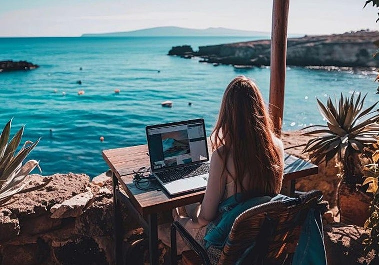 Con el ordenador en la playa: ¿se puede teletrabajar desde cualquier lugar?