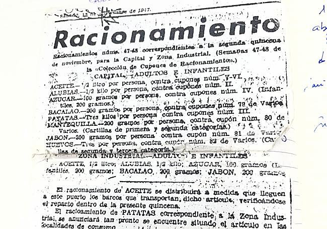 Folleto de los años de racionamiento.