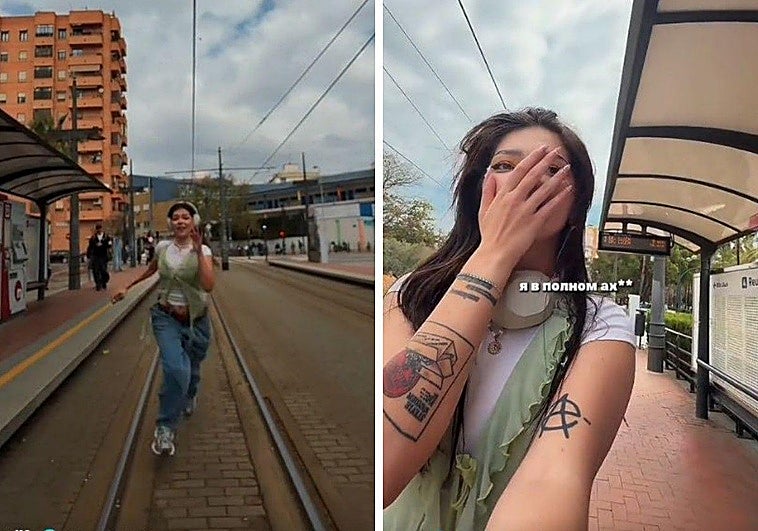 Una joven pega su móvil a la parte trasera de un tranvía y corre detrás por un reto viral: se enfrenta a 1.000 euros de multa