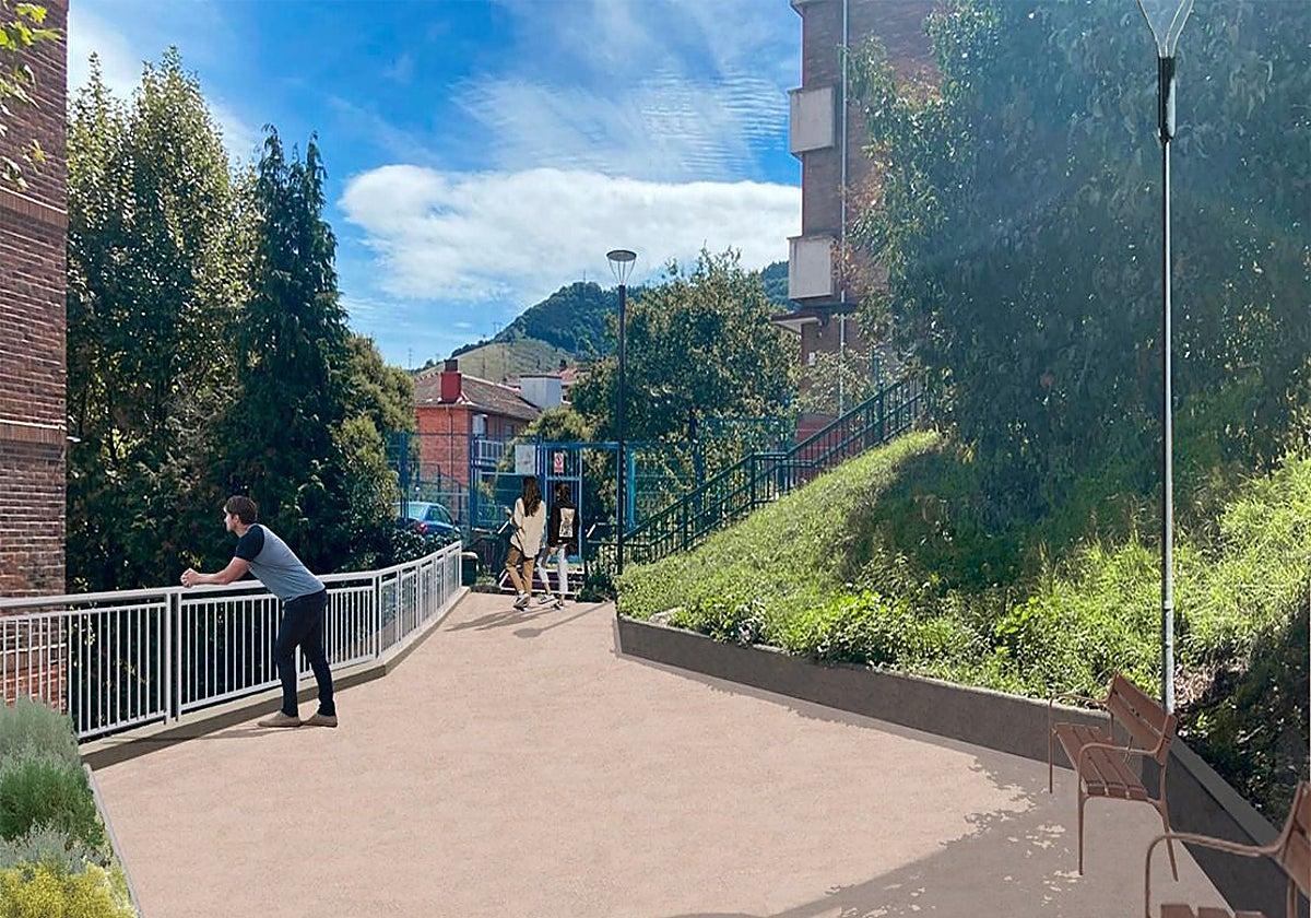 Así se modernizará una barriada bilbaína de los cincuenta: rampas, árboles y pavimento drenante