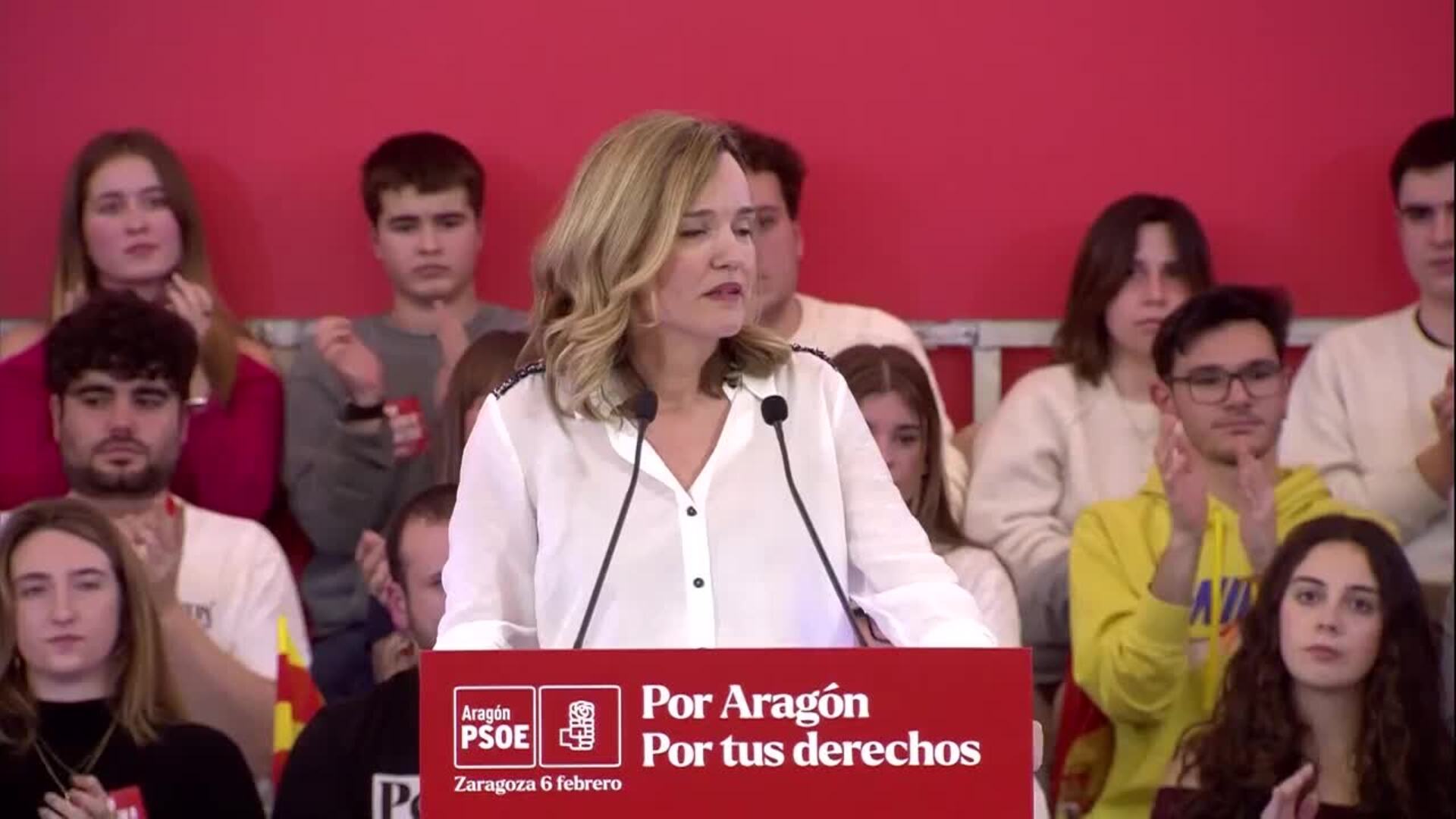 Alegría apela a votantes moderados que ven "con miedo como Azcón se ha bebido pócima del odio"