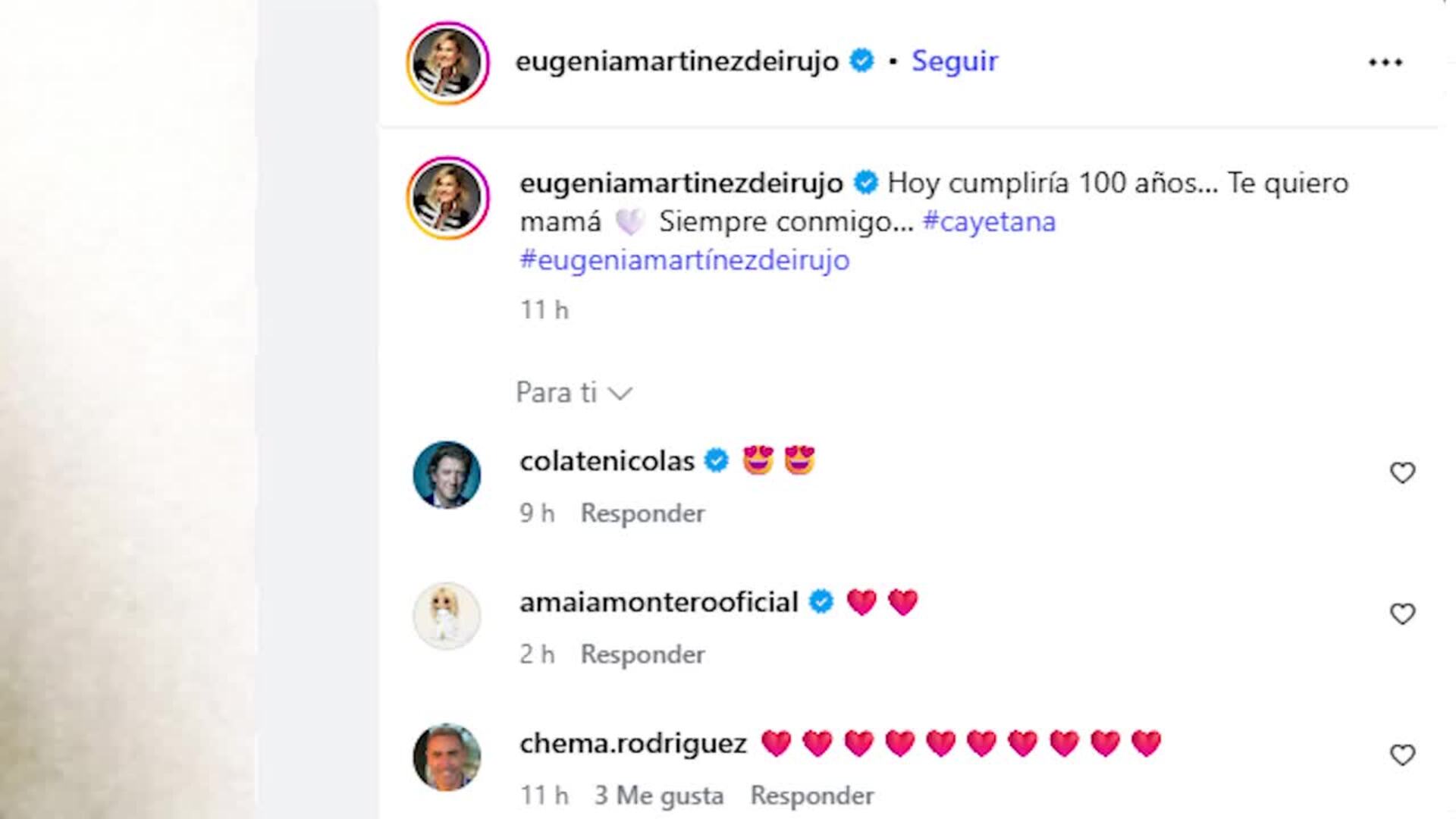 La felicitación de Eugenia Martínez de Irujo a su madre el día que hubiera cumplido 100 años