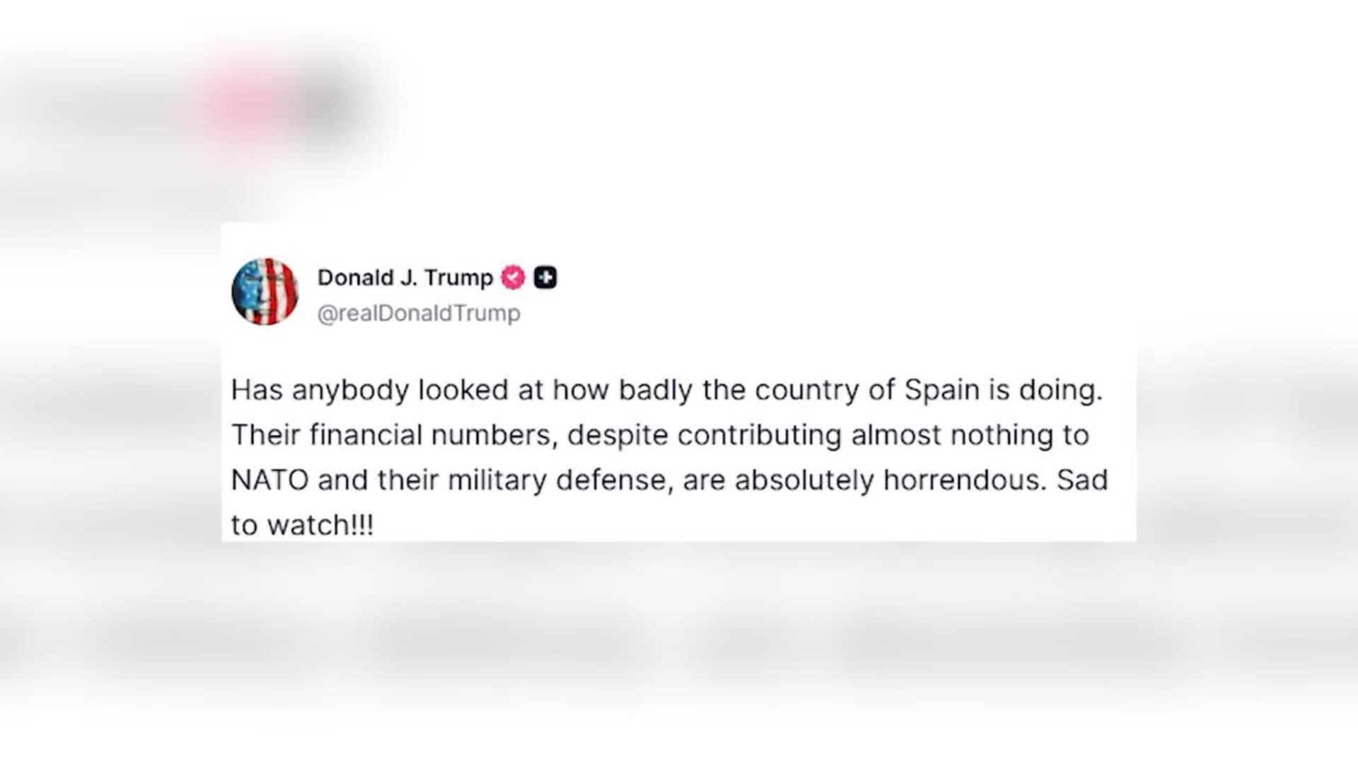 Trump dice que "da pena ver" a España por sus "desastrosas" cifras económicas
